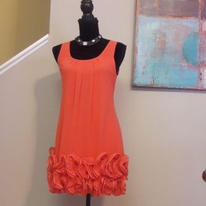 Vangelica/ Peach/Sheer/ Ruffled/ Sleeveless Dress